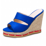 Moodsad paksu p&otilde;hjaga platvormiga naiste sussid kiilkontsad muulad kingad suvised sandaalid naistele avatud varba k&otilde;rge kontsaga kiilkontsad daamid 42 kuninglik sinine v&auml;rv