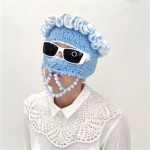 Uus k&auml;sitsi heegeldatud j&auml;nkumask naljakas j&auml;nkumask t&auml;iskasvanute kapuuts Adult 56-59cm