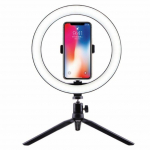 H&auml;mardatav LED-r&otilde;ngasvalgusti koos statiivi reaalajas t&auml;itevalgustusega mobiiltelefoni kronsteini hoidik Live mobiiltelefoni hoidik elevandiluuvalge