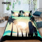 Palmipuu Tekikoti Komplekt Atolli J&auml;rve Voodipesukomplekt Miami Florida P&auml;ikeseloojang Tekikott Atlandi Ookean Loodusvaade Tepitud Kate EU single(135x200cm)
