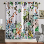 3D multifilm Loom Džungel L&otilde;vi Elevandipuu aknakardinad elutoale Lastele Magamistoa Vannitoa K&ouml;&ouml;giukse Kodukaunistus2 W65X60H(cm)X2Pcs&Hook