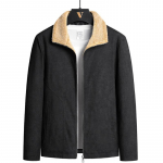 Velvetist jakk Meeste puuvillane jakk vabaaja, lisatud puuvillase paksendatud rev&auml;&auml;riga meeste jope L must