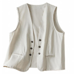 Suvine kunst Retro linane vest naiste vaba vabaaja varrukateta camisole top Camis p&uuml;ksid M khaki