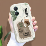 Armas koomiksimustriga kreemjas tekstuuriga korpus, lainelise servaga pehme silikoonkaanega telefoni&uuml;mbris Vivo jaoks Vivo Y73 puhas