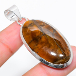 Tiger Eye Handmade 925 Sterling Silver Jewelry Pendant 2.25 a2m47