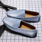 Ehtne Nahk Meeste Kingad Luksuslik Formaalne Vabaaja Korterid Meeste Mokassiinid Moccasins Mehelik Hingav Slip-on Paadikingad Suurused 38-49 38 helesinine v&auml;rv