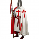 Meeste keskaegne mantel ja templi tuunika, Halloweeni r&uuml;&uuml;tli kost&uuml;&uuml;m, puuvillane kapuutsiga mantlim&uuml;ts K&auml;sitsi valmistatud keskaegne kleit, renessanss LAPR SCA M valge