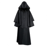 Halloweeni laste cosplay keep keskaegne surmajumal sidumiskinnitusega kapuutsiga lai t&auml;ispikk &uuml;hev&auml;rviline unisex lavashow esitus Wit S must