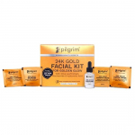 Pilgrim 24K GOLD FACIAL KIT , Golden Glow with 5 easy steps | with Gold Cream Cleanser, Gold Scrub, Gold Massage Cream, Gold Facial Mask, Gold Serum