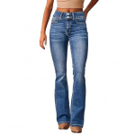 Naiste Retro Taskutega Teksad Keskmise V&ouml;&ouml;kohaga N&ouml;&ouml;bi ja T&otilde;mblukuga Kinnitusega Venivad Denim P&uuml;ksid S helesinine v&auml;rv