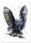 Plakat sowa abstrakcja akwarela 21x29,7 cm A4