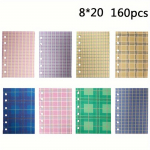 1 komplekt / 160 tk A7 v&auml;rvilise ruudustiku k&auml;siraamatu asenduss&uuml;damik, v&auml;rviline lahtiste lehtedega siseleht, 6 auguga lahtiste lehtedega asenduss&uuml;damik 160pcs