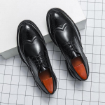 Pruun Nahk Meeste Must Nahk Mees Formaalne Klassikaline Brogue &Auml;rijalatsid Chaussure Homme Mood L&otilde;hnaennetav Platvorm 38 must