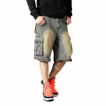 Meeste Denim L&uuml;hikesed P&uuml;ksid Suvised L&otilde;dvad Mitmetaskulised Denim L&uuml;hikesed P&uuml;ksid Meeste Suurused Hip Hop L&uuml;hikesed P&uuml;ksid 30 kollane