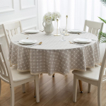 Paksenenud ruuduline puuvillane linane &uuml;mmargune p&otilde;hjamaade laudlina kangas. 140cm Round (For 80~90cm Diameter Table)