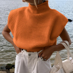 S&uuml;gis- ja talvine soliidne &scaron;ikk kootud kampsun Naiste vabaaja turtlene kaelusega l&uuml;hikeste varrukatega kampsunid naiste topid Mood Elegantsed Vintage daami kudumid 25172 L