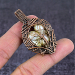 Biwa Pearl Handmade Copper Wire Wrap Jewelry Pendant 2.21 g0r15
