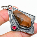 Mookaite, Pink Rubillite 925 Sterling Silver Jewelry Pendant 2.60 e1g36