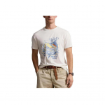 Polo Ralph Lauren Marlin Prindiga &Uuml;mmarguse Kaelusega L&uuml;hikeste Varrukatega T-s&auml;rk Meeste T-s&auml;rgid Valge 710952978-001 S