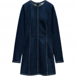 Zara Lihtne &Uuml;mmarguse Kaelusega Denim L&uuml;hikeste Varrukatega Kleit Naiste kleidid Indigo 04365282-35 XS
