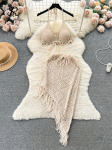 Suvepuhkus Seksuaalsed Komplektid Strapless Halter Seljata Bikiinikomplekt Pingutusn&ouml;&ouml;riga Tuttidega Seelik Naistele Rannakootud Mood Kaksosalised Komplektid One Size valge