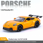 1/32 m&otilde;&otilde;tkava Porsche 911 GT3 RS sulamist sportauto mudel survevalatud metallist v&otilde;idus&otilde;iduauto s&otilde;idukite mudel k&otilde;rge simulatsioon heli valgus laste m&auml;nguasi kingitus poiss oranž