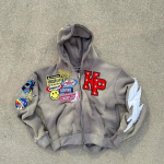 RogueWave Y2K Uus Vabaaja Joker Suure Kirjaga Tikitud Kapuutsiga Pusa Meestele ja Naistele High Street Paari Mantel Retro Lahtine Lukuga Dressipluus XXXXL hall