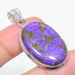 Natural Copper Charoite Gemstone 925 Sterling Silver Jewelry Pendant 1.89 v0w95