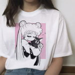 Sailor Moon T-s&auml;rk naiste moodne l&uuml;hikeste varrukatega t-s&auml;rk Harajuku vintage naiste T-s&auml;rk M valge