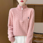 Naiste ka&scaron;miirkampsun Qinghe ka&scaron;miir 30% ka&scaron;miir 70% vill s&uuml;gis-talvine pullover soe ja moekas XL roosa