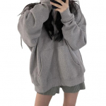 Naiste &uuml;lem&otilde;&otilde;dulised kapuutsiga dressipluusid t&auml;ispikk lukuga pikkade varrukatega taskutega vabaaja n&ouml;&ouml;riga jakid s&uuml;gisene pealisr&otilde;ivas L aprikoosi