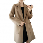 Naiste jakk topelttaskutega, rev&auml;&auml;riga, &uuml;hev&auml;rviline, &uuml;he n&ouml;&ouml;biga villane mantel, pluss suurus, l&otilde;ige vaba, soe, pikkade varrukatega, pendelr&auml;nd L kohv