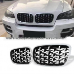 Sobib 08-13 BMW X5 E70/X6 E71: Modifitseeritud v&otilde;rk-esiv&otilde;re Radiaatorikate Black Frame, Silver Star