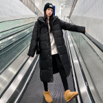 Talvine naiste pikk puuvillase voodriga mantel XXL must