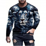 3D Tiger Print pikkade varrukatega T-s&auml;rk kevadine ja s&uuml;gisene meeste igap&auml;evane vabaaja pikkade varrukatega top Urban Street Fashion pikkade varrukatega T-s&auml;rk 5XL