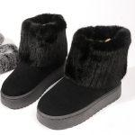 Naiste kingad Talvised naiste saapad, must &uuml;mmargune ninaosa Solid Flock Plush, soe keskmise kontsaga veekindlad vabaaja lumesaapad naistele 36