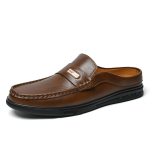 K&auml;sitsi valmistatud meeste nahast muller-kingad Pehmed Hingavad Meeste pooltallaga mugavad v&auml;litingimustes laisad lamedad kingad Lihtsad meeste &auml;ripapud 40 brown