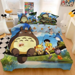 Uus anime Totoro voodipesukomplekt Tekikate Voodikomplekt Tekikate Padjap&uuml;&uuml;r Tekk Kuninga Suuruses Kuninganna Suuruses Poiste T&auml;iskasvanute Voodikomplekt EU Twin 135x200cm