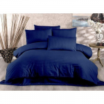 Parure de lit - 1 housse de couette 220 x 240 cm + 2 taies d'oreiller 60 x 60 cm - 70% polyester, 30% coton - Bleu sinine