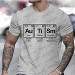 Meeste riided Autismi perioodilisustabeli s&auml;rgid naistele Autismi teadlikkuse T-s&auml;rgid L&uuml;hikeste varrukatega Unisex T-s&auml;rgid Mustad meeste riided XXXXXL must