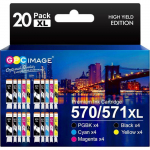 Cartouche d'encre Compatible - 1001 PILES BATTERIES - Canon 571/570 - Pack de 20 - 680 Pages - Multi-couleurs