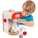 Jouet en bois - MOLTO - Machine &agrave; caf&eacute; Coffee Maker Molto - Capsules et deux tasses - Blanc et rouge valge