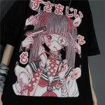 Anime gooti naiste t-s&auml;rgid Harajuku punk grunge l&uuml;hikeste varrukatega t-s&auml;rk moodsad pluusid t&auml;navar&otilde;ivad topid graafilised t-s&auml;rgid XXXXXL mitmev&auml;rviline