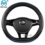 DERMAY Carbon fiber + Microfiber Leather Car Steering Wheel Cover for Volkswagen VW Golf 7 MK7 VII Gti R Auto Accesorios D shape Black
