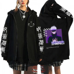Anime Jujutsu Kaisen S&uuml;gisene lukuga jakk Lukuga Suur suurus Huppar Streetwear Mehed Naised Hupparid Harajuku Unisex Vabaaja riided 3XL