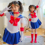 Meremehe Kost&uuml;&uuml;m Kuu Usagi Tsukino Cosplay Kost&uuml;&uuml;mid Lapsed T&uuml;drukud Armas L&uuml;hikeste Varrukatega Kleit Kindad Sokid Halloween Karnevali Riietus 100