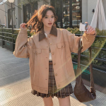 Naiste uus rev, pikkade varrukatega seemisnahast jakk Naiste avar, suur vabaaja topp L