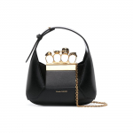 Alexander McQueen Kullast Metallist Ehetega K&auml;epidemega Eemaldatava Kettrihmaga Sile Nahast Hobo Kott Mini Naiste kotid Must 731136-DYTAA-1000 Basic Set (Bag+Dust Bag)