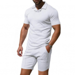 2tk/komplekt Meeste riietus rev l&uuml;hikeste varrukatega pullover Topid elastsed n&ouml;&ouml;riga v&ouml;&ouml;taskud l&uuml;hikesed p&uuml;ksid &uuml;hev&auml;rvilised spordir&otilde;ivad M valge