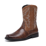 Brogue Shoes Meeste krokodillimustriga saapad Chelsea saapad Meeste luksuslikud Briti kingad Cowboy Botas Retro k&uuml;ljet&otilde;mblukuga mootorratta saapad 44 brown